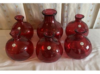 5 Red Vidrios San Miguel Recycled Glass Vases