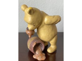 Large Disney Pooh Figurine Eating Honey From The Jar