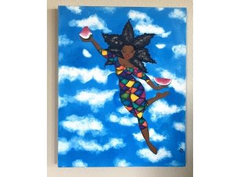 Karin Turner Watermelon Harlequin #3 Acrobat Originally $950 Acryclic On Canvas