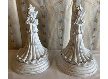 Pair Of Small White Hand Painted Wall Sconces/shelves (as Is)