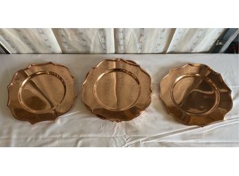 Set Of 6 Solid Copper Centerpiece Chargers