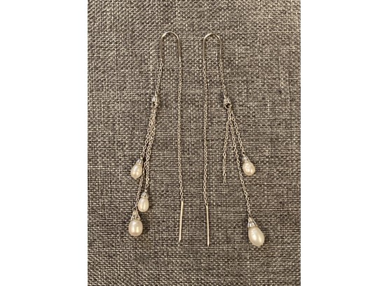 Freshwater Pearl .925 Sterling Silver Drop Threader Earrings