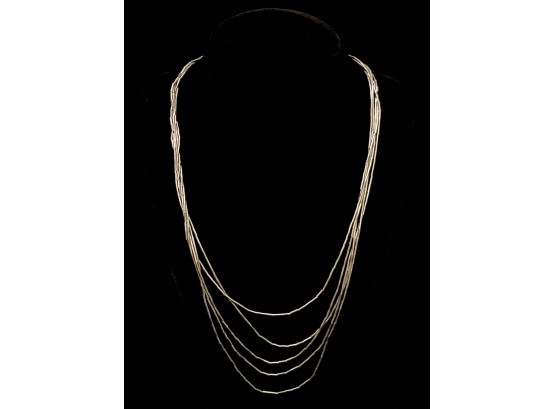 .925 Sterling Silver Liquid Silver 5 Strand Necklace
