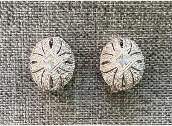 CZ .925 Sterling Silver French Back Earrings