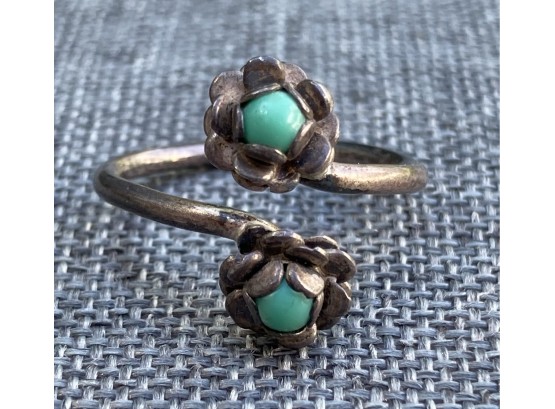 Turquoise Flower .925 Sterling Silver Wrap Ring