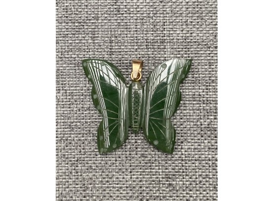 Jade Butterfly 14Kt Gold Pendant