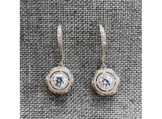 CZ & .925 Silver Drop Earrings