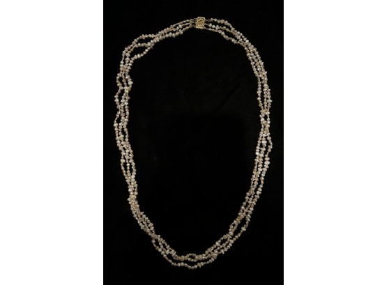 3 Strand Biwa Pearl Necklace With 14Kt Gold Clasp