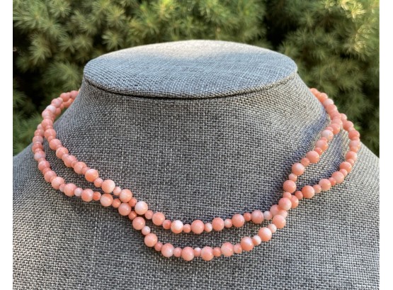 Pink Coral Necklace With .925 Sterling Silver Clasp