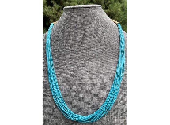 20 Strand Turquoise 12kt Gold Necklace