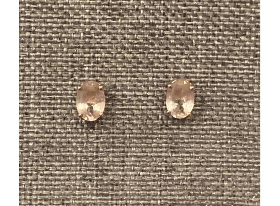 Oval Morganite 10K Rose Gold Stud Earrings