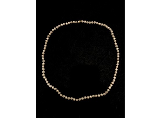 Cultured Pearl Strand Necklace With A Sapphire And 14k Gold Tested  Clasp