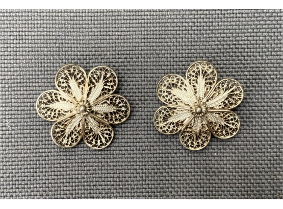 .950 Silver Flower Earrings