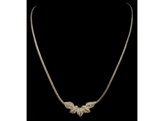 Christian Dior Silver Toned Costume Necklace With Gold Tone Accents And Diamond Like Stones