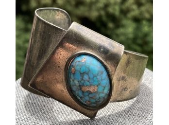 Unmarked Sterling Silver Turquoise Cuff