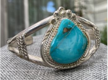 Shawn Cayatineto Signed .925 Sterling Silver Turquoise Cuff Bracelet