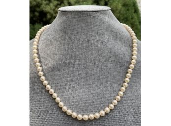 Faux Pearl Strand With A .925 Sterling Silver Gold Tone Clasp