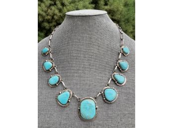 LP Signed Sterling Silver Turquoise Necklace