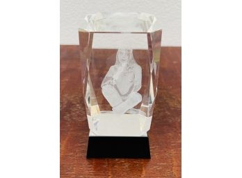 Glass Art Holographic Figure Native American On Light Up Stand