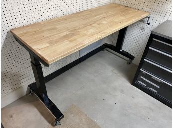 Nice Adjustable Height Wood And Metal Work Bench