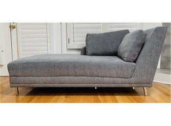 Modern Gray Upholstered  Chaise With Chrome Legs By Lazar Industries