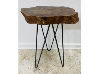 Live Edge Wood Side Table With Hair Pin Legs