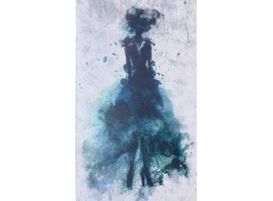 Abstract Lady In Teal Canvas Wall Art 30' X 50'