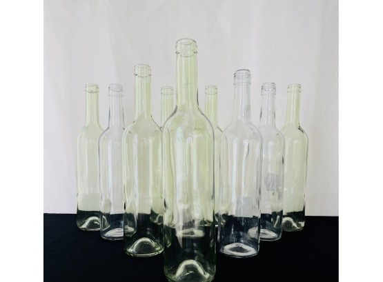 9 New Anchor Hocking Wine Bottles Clear & Green