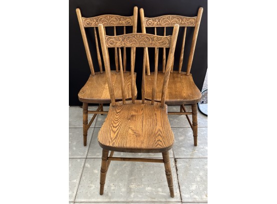 3pc Wooden Carved Chairs