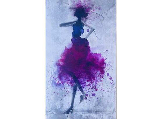 Abstract Lady In Fuchsia Canvas Wall Art Has Dent 30' X 50'