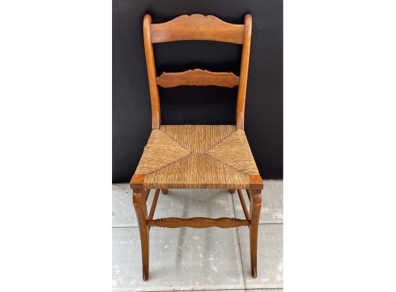 Antique Wood With Rush Seat Side Chair 15' X 15' X 33'