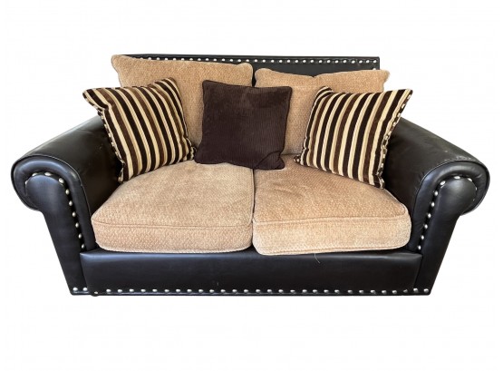 Large Loveseat Tan Brown Faux Leather