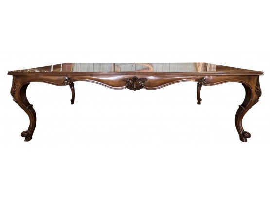 Queen Ann Style Solid Wood Dining Room Table With Inlayed Burl Top