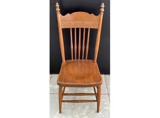 Small Wooden Armless Embossed Chair