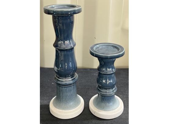 2 Ceramic Candle Holders 16' Tallest