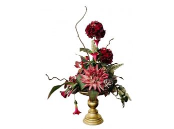 Floral Arrangement In Gold Tone Stand
