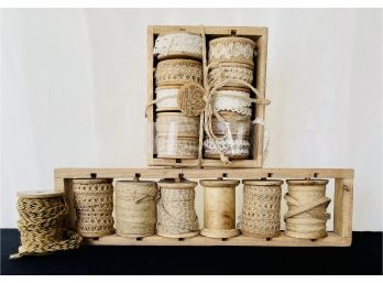 Assorted Wood Spools Lace & Decorative Cording