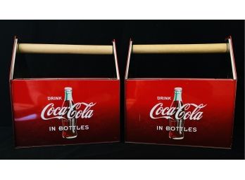 2 Metal Coca Cola Silverware  Napkin Caddies
