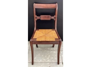 Vintage Wood & Rush Seat Side Chair