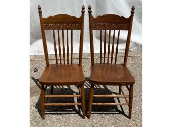 2 Small Antique Wood Chairs