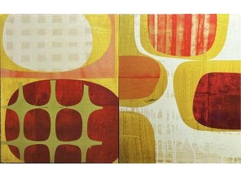 2pc Yellow & Red Abstract Wall Art