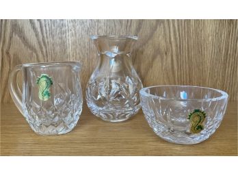 Trio Of Waterford Crystal Items, Incl. A Mini Vase, A Mini Bowl And A Sugar And Creamer