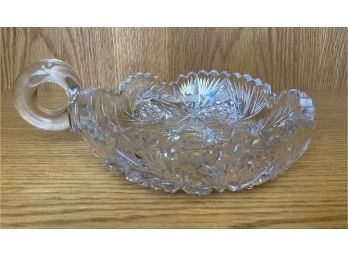 Carved Crystal CandyNut Dish W. Handle