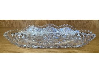Oblong Carved Crystal Bowl