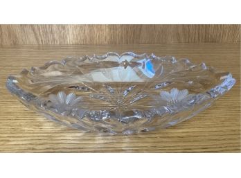 Small Carved Crystal Oblong Bowl