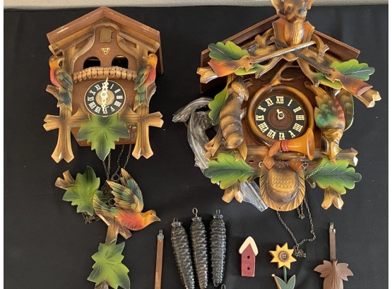 Lot Of 2 Cuckoo Clocks- For Parts