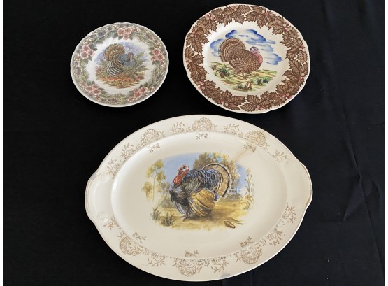 Lot Of 3 Thanksgiving Plates.