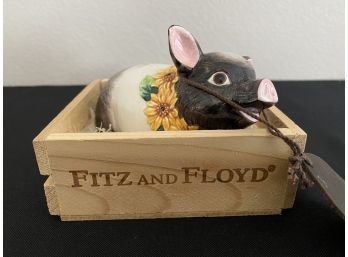 Fitz And Floyd Pig In A Basket