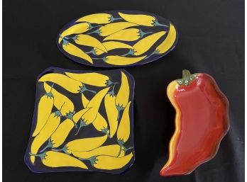 3 Chilly Pepper Serving Plates