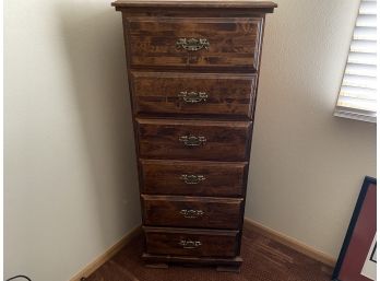 Dark Stained Pine Chest Of Drawers
